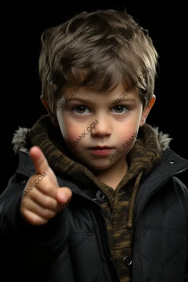 Colorful Image of a Smiling Little Boy Gesturing with His Finger