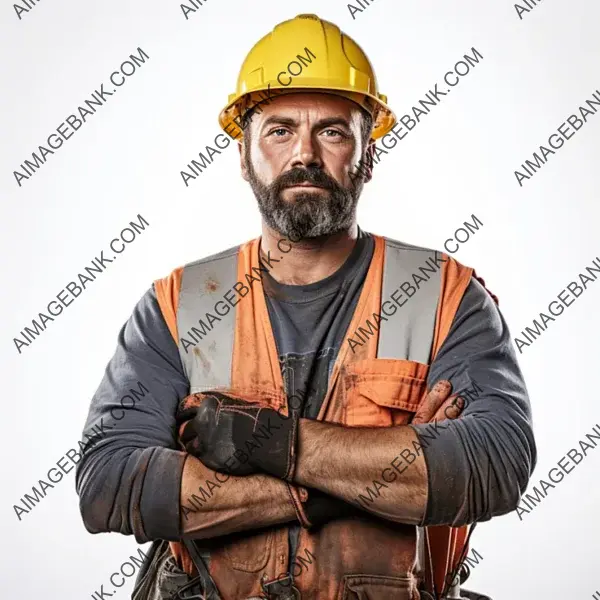 Construction Worker in Front of a White Background