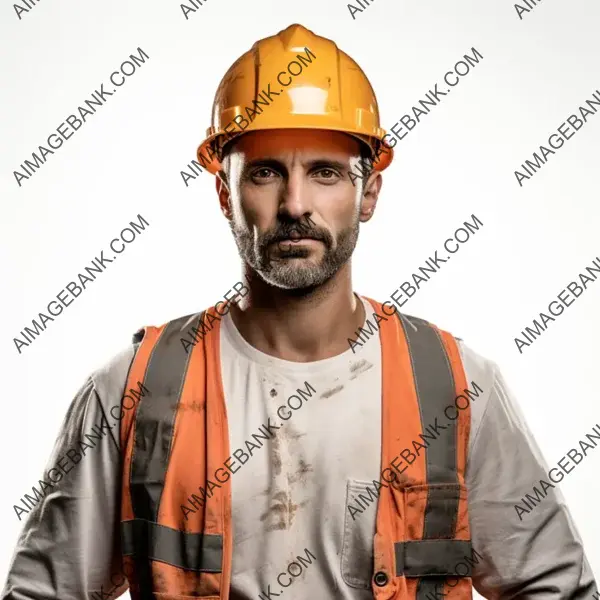 Construction Worker on a Plain White Background