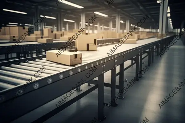 Conveyor Belt Moving Boxes in a Distribution Center