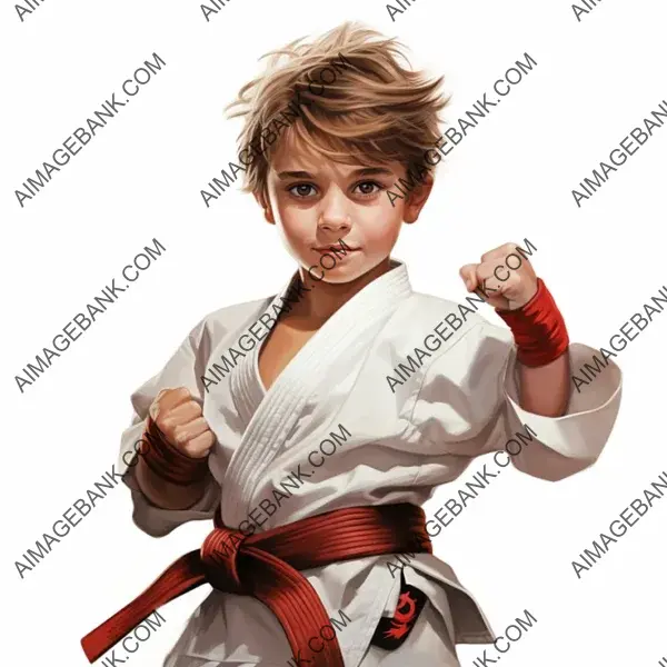 Hyperrealistic Image of a Boy Practicing Martial Arts