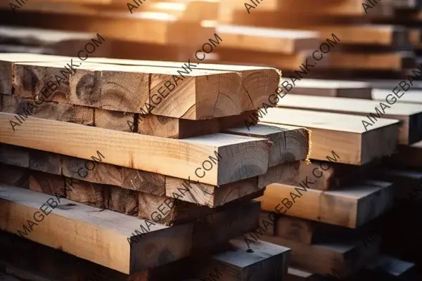 Piles of Timber Boards and Planks in a Warehouse