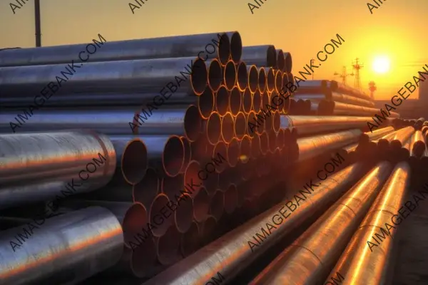 Industrial Steel Pipes Supplying Fuel to a Factory Building