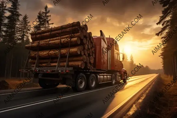 Sunset View from a Long Wooden Cargo Carrier on the Sea