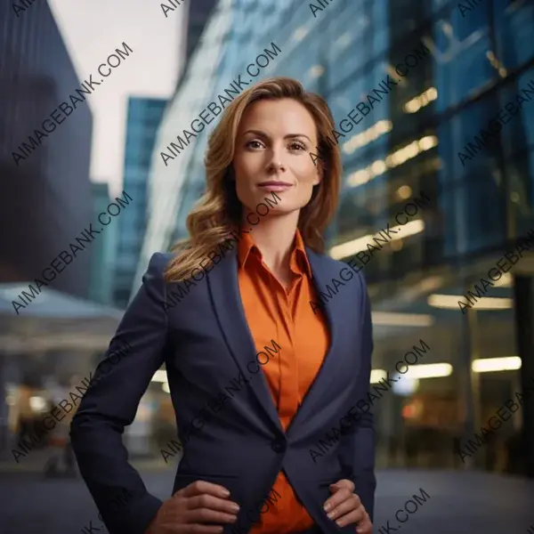 A Businesswoman&#8217;s Confidence in a Modern Skyline Setting