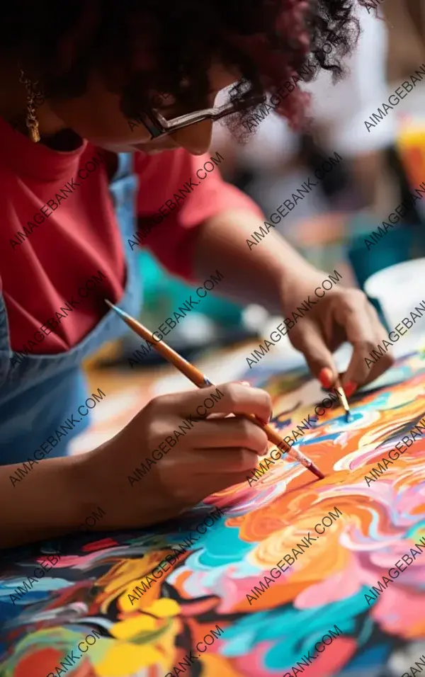 Brushstrokes of Talent: Close-Up of a Female Artist&#8217;s Artwork