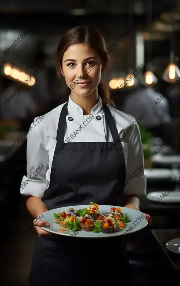 Taste the Art: A Skilled Female Chef&#8217;s Presentation.