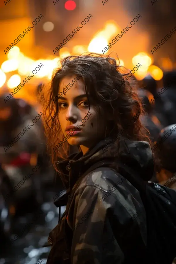 Chaos and Beauty: A Color Photo of an Iranian Girl.