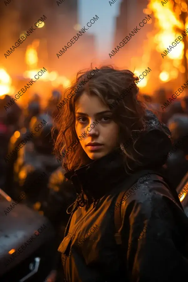 Amidst Chaos: A Color Photo of a Beautiful Iranian Girl.