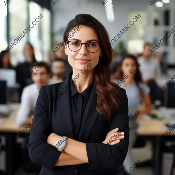 Leadership on Display: A LinkedIn Image of a Confident Executive Woman.