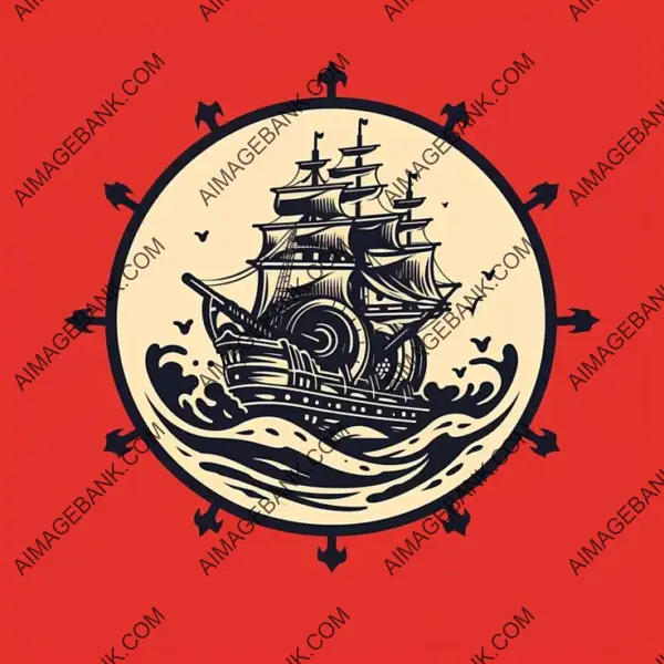 Minimalistic Logo Featuring a 1700s Battle Ship in Shooting Pose