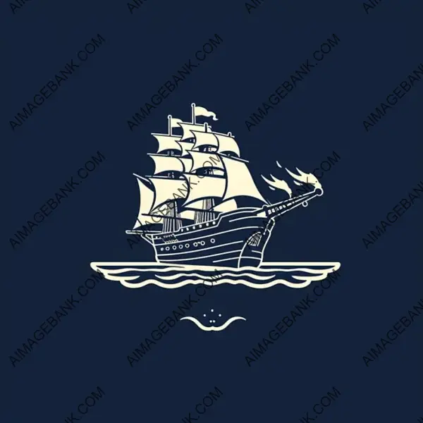 Clean and Simple Logo Depicting a 1700s Battle Ship Firing