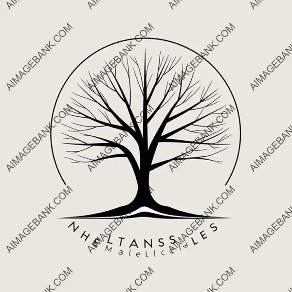 Stylized Tree with Its Roots in Black and White &#8211; Logo