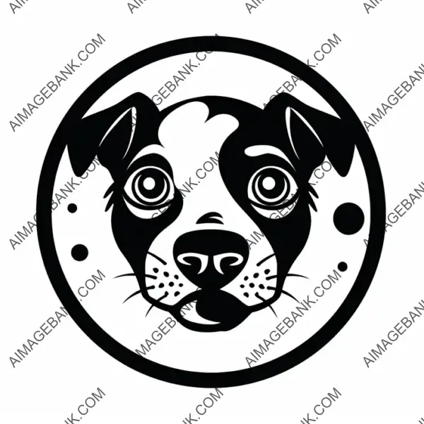 Circular Logo with an Evil Puppy in Black and White