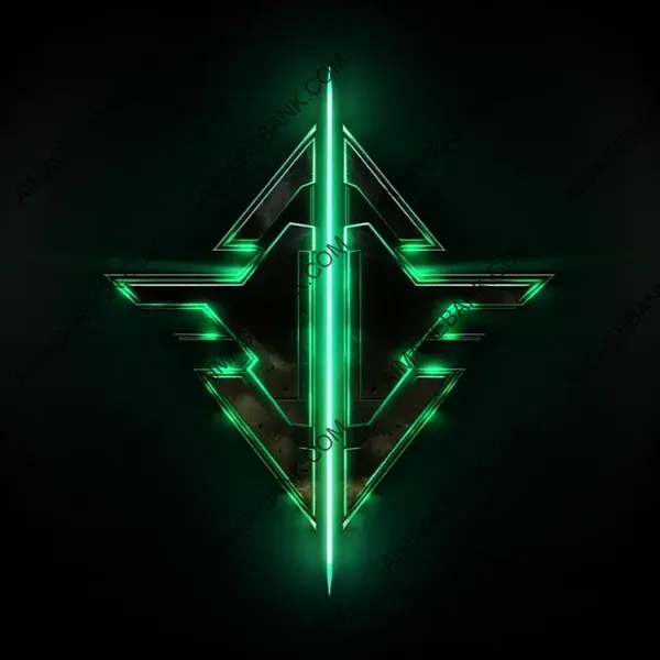 Logo with Sci-Fi Black and Green Forward Arrows Symbol