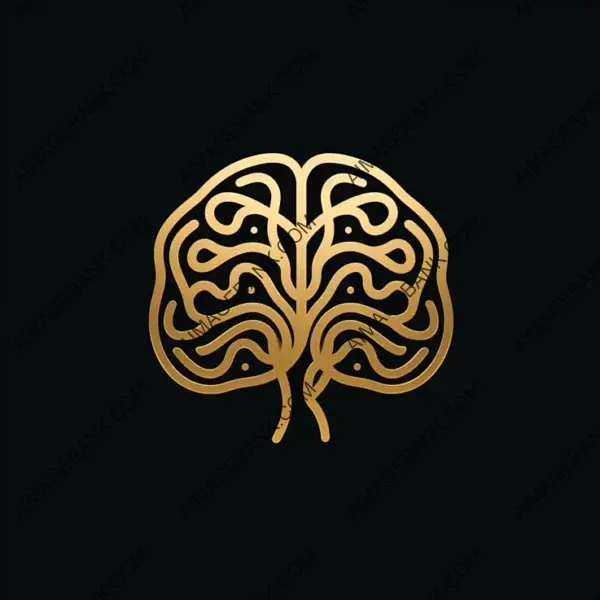 Logo with a Simple Golden Brain Symbol