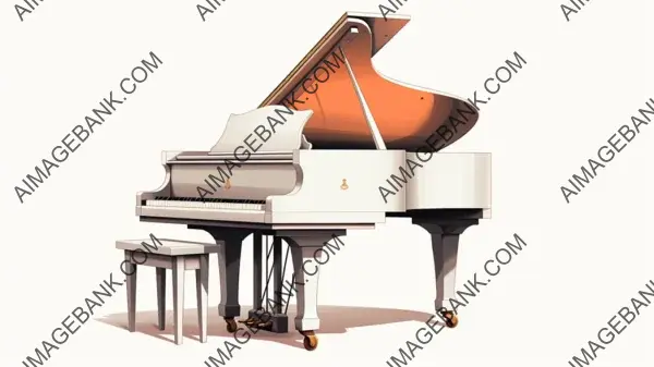 Elegant Piano on a White Background