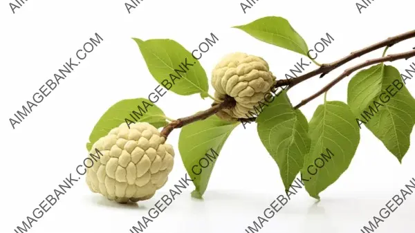 Delicate White Branch Adorned with Luscious Custard Apple Atis