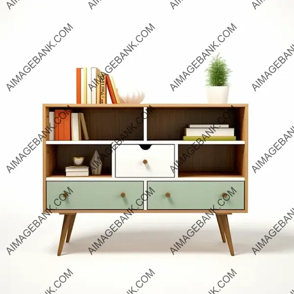 White Background Storage Furniture with Mid-Century Elegance