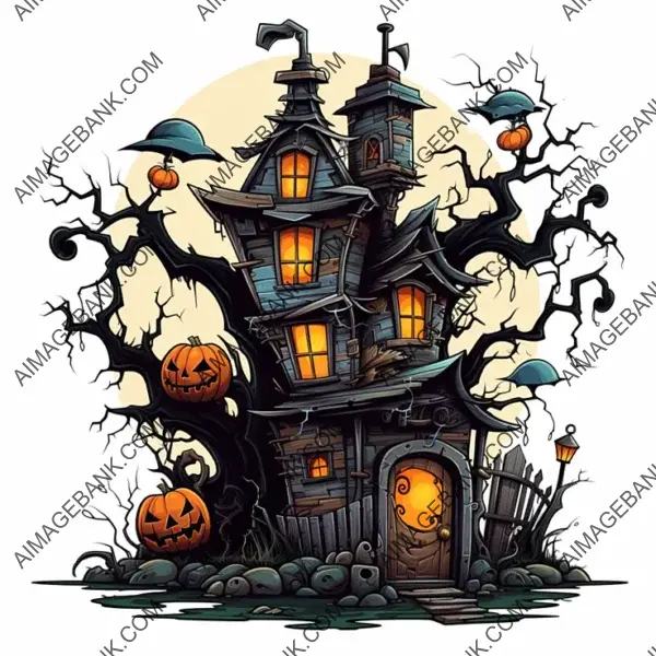 Solid Icon: Features of a Cartoonish Halloween House