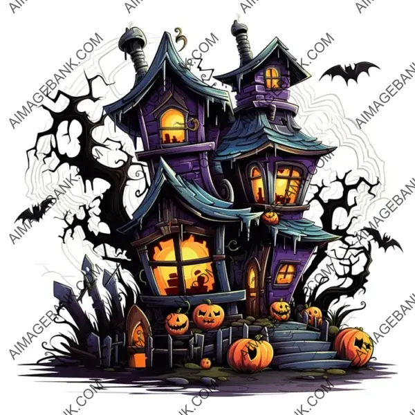 Iconic Halloween House: Solid Cartoonish Features