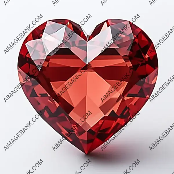 White Background Elegance: Red Ruby Love Gemstone