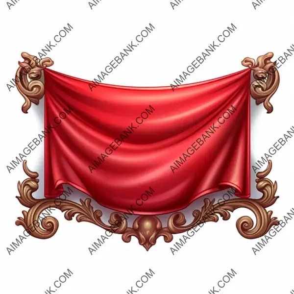 Red Satin Banner: Elegant on White Background