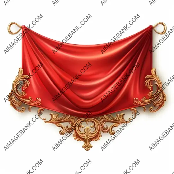 Elegant Satin Banner: Red on White Background