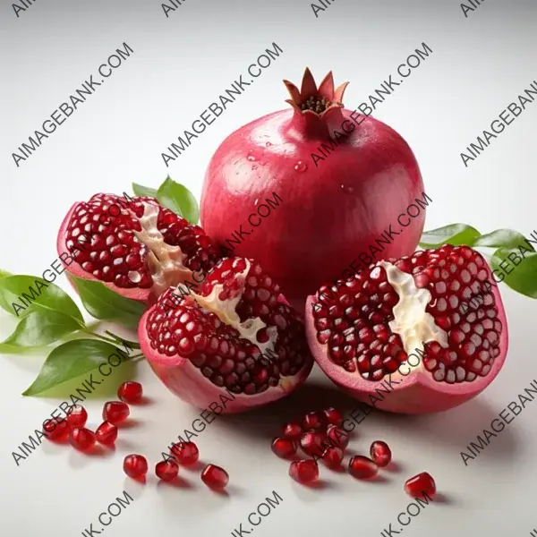 Close-Up of Pomegranate Set on White Background