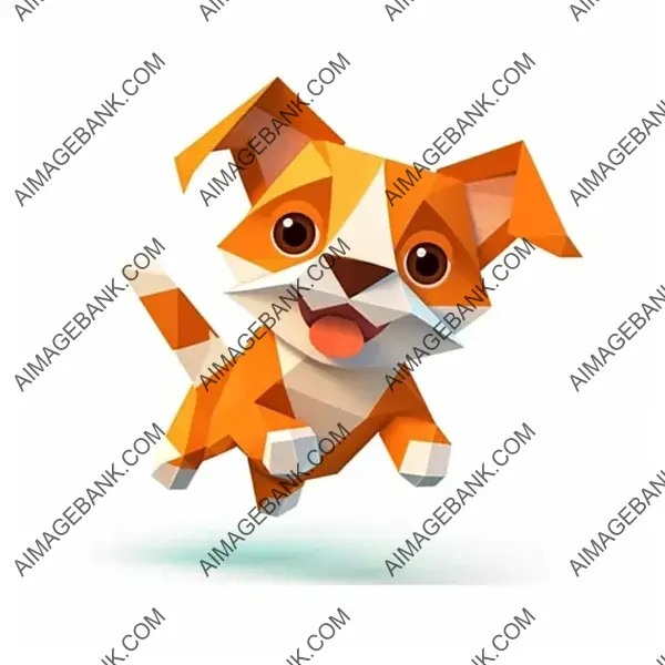 Adorable 3D Pixar-Style Cartoon of a Little Dog Origami Running