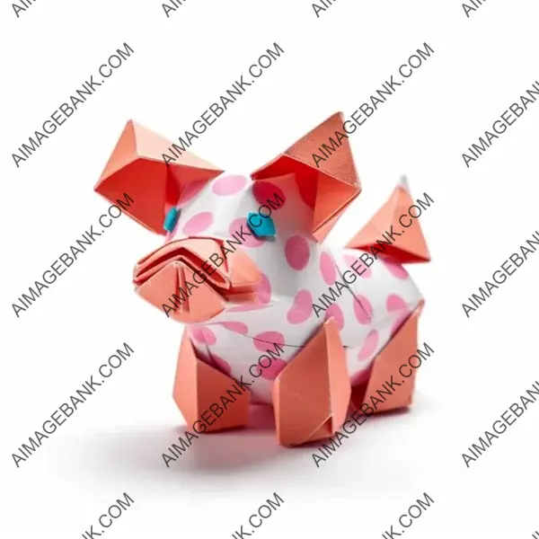 3D Disney-Style Cartoon of a Cute Origami Pig with Vivid Colors