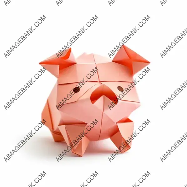 Illustration of a 3D Disney-Style Origami Pig with Vivid Colors