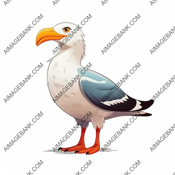 Illustration of a Cute Peruvian Seagull in Disney-Style Profile