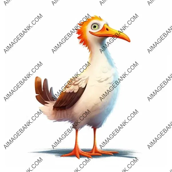 Illustration of a Cute Peruvian Seagull in Disney-Style Profile