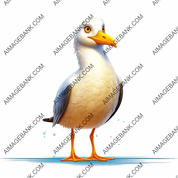 Adorable Cartoon of a Cute Peruvian Seagull in Disney Style