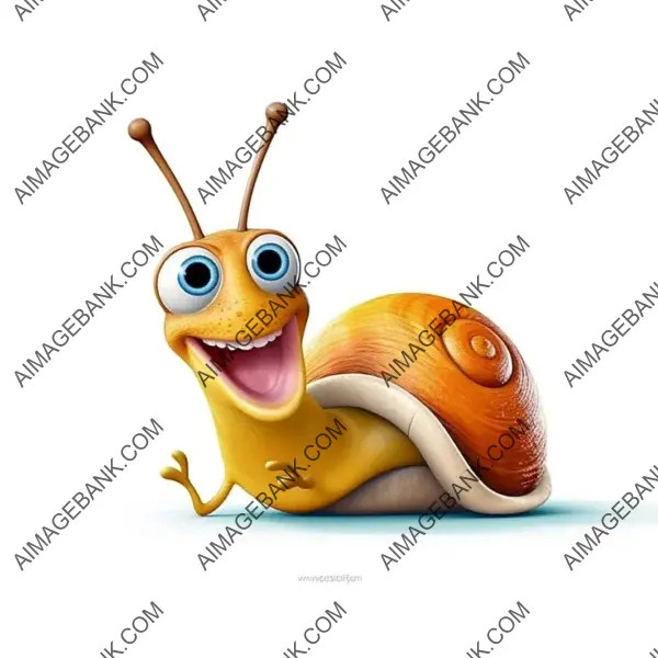 Illustration of a Colorful Pixar-Style Cute Snail with Vector Design