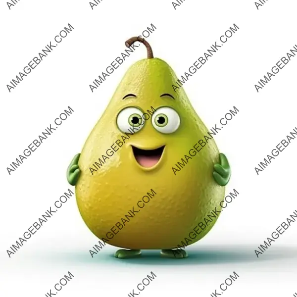 A joyful clipart of a pear bursting with laughter.