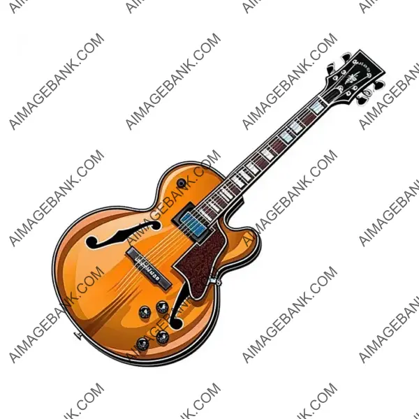 An electric guitar illustrated in clipart style.