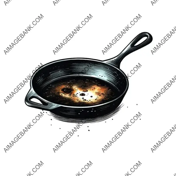 Vector Digital Art of Skillet with White Background