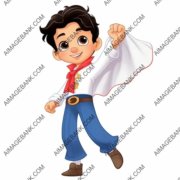 Adorable Cartoon of a Year-Old Boy in a Northern Sailor Costume