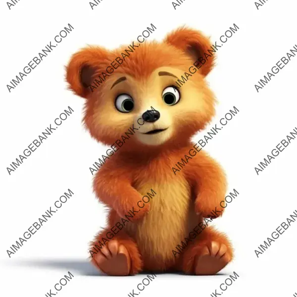 Intensely Furred 3D Pixar-Style Cartoon of a Baby Bear