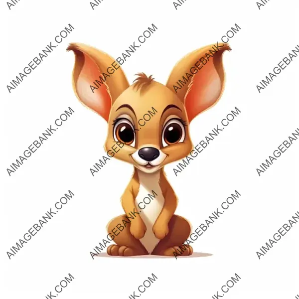 Cartoon of a Baby Kangaroo in Pixar Style with a Pocket