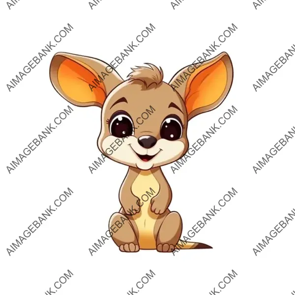 Sweet Pixar-Style Cartoon of a Baby Kangaroo with a Pocket