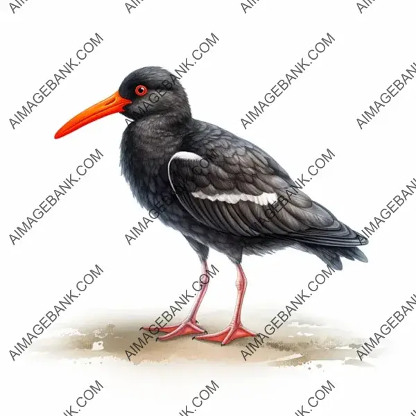 Adorable Cartoon of a Black Oystercatcher in Disney Style