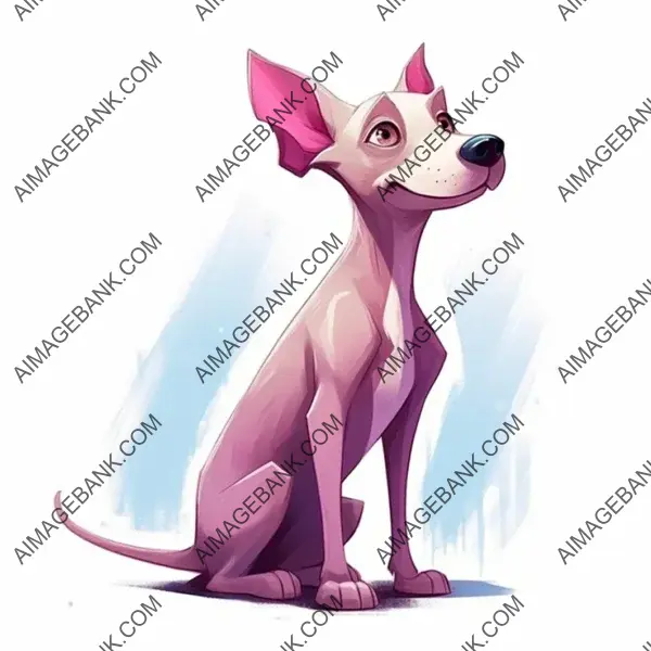 Profile View of a Cute Hairless Dog in Disney Cartoon Style