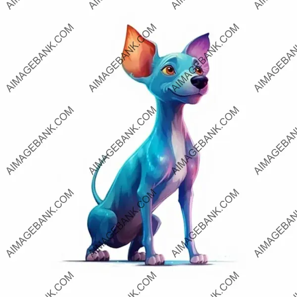 Illustration of a Cute Hairless Dog in Disney-Style Profile