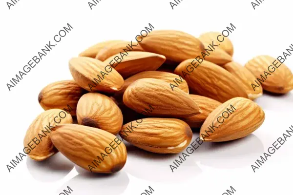 Bountiful Almonds Displayed Neatly on Plain Background