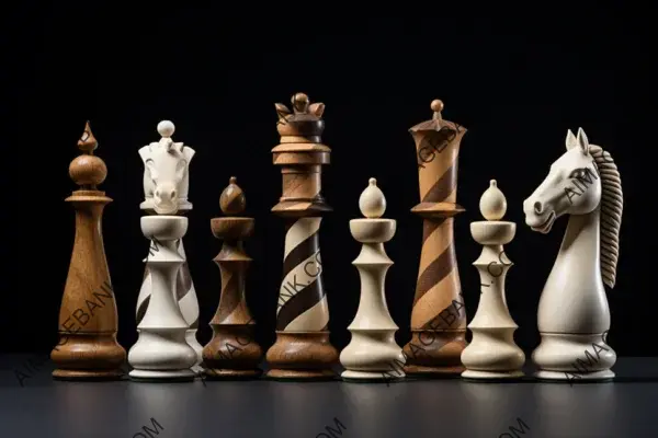 Variety of Chess Pieces Created from Various Materials