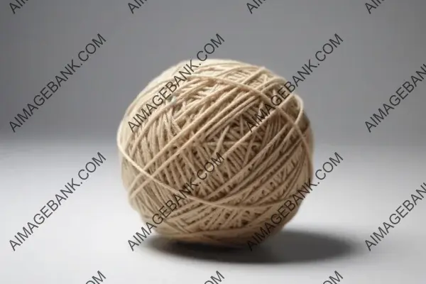 Beige Thread Ball in a Close-up Shot on White