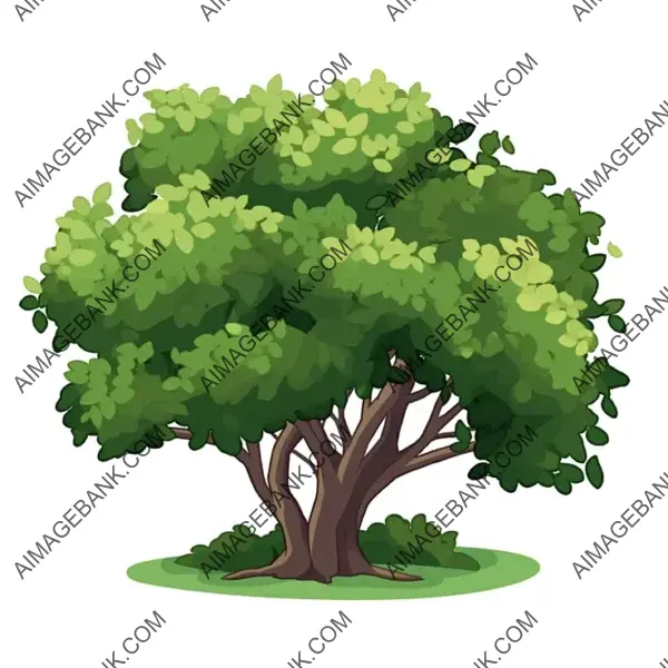 Hand-Drawn Animated Color Image of a Beautiful Tree